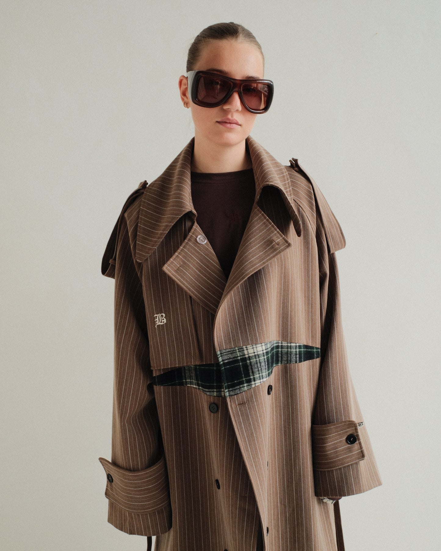 Green Check Trenchcoat