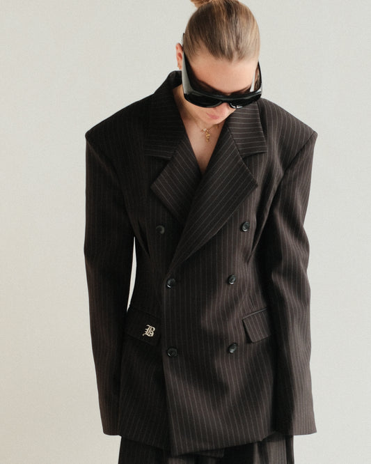Black Pinstripe Tailored Blaze