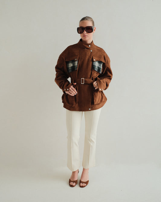 Green Check Suede Jacket (v)