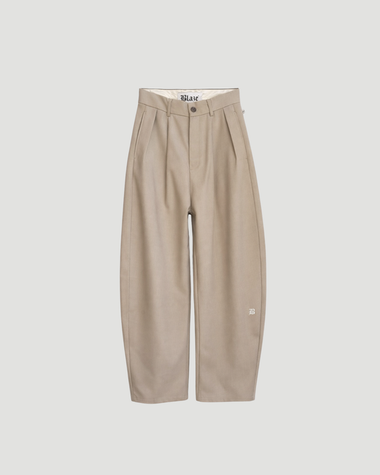 Beige Pleated Trouser