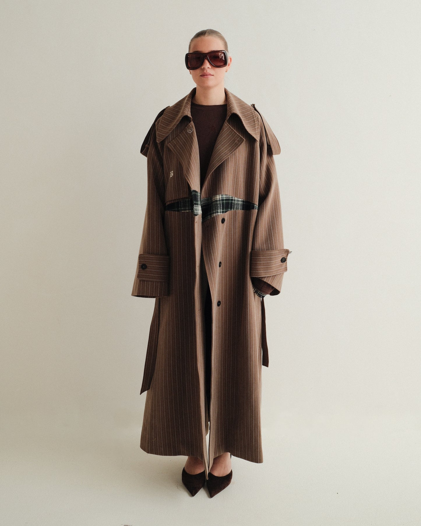 Green Check Trenchcoat