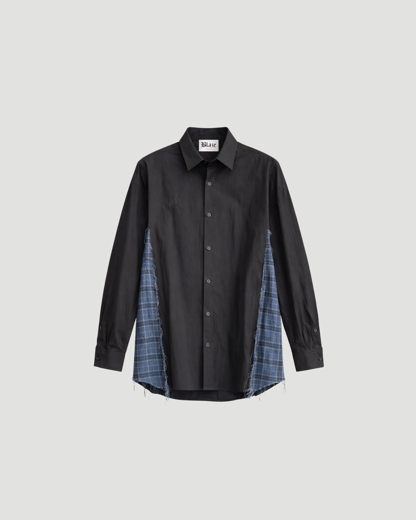 Blue Check Black Shirt