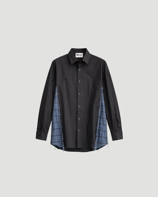Blue Check Black Shirt