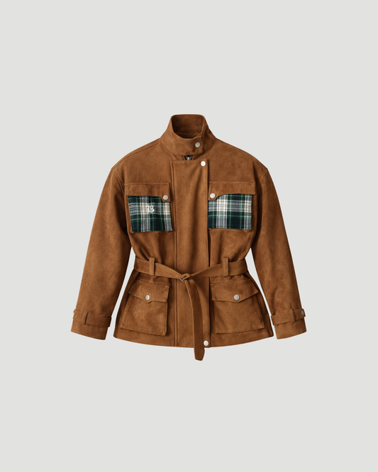 Green Check Suede Jacket (v)