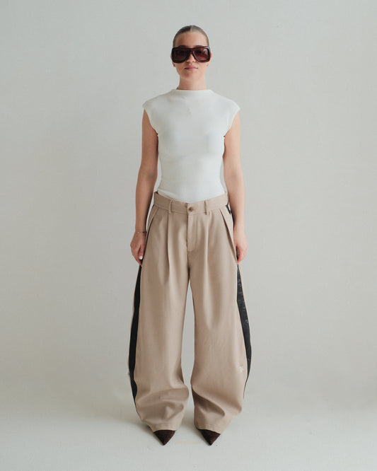 Beige Leather Trouser (v)