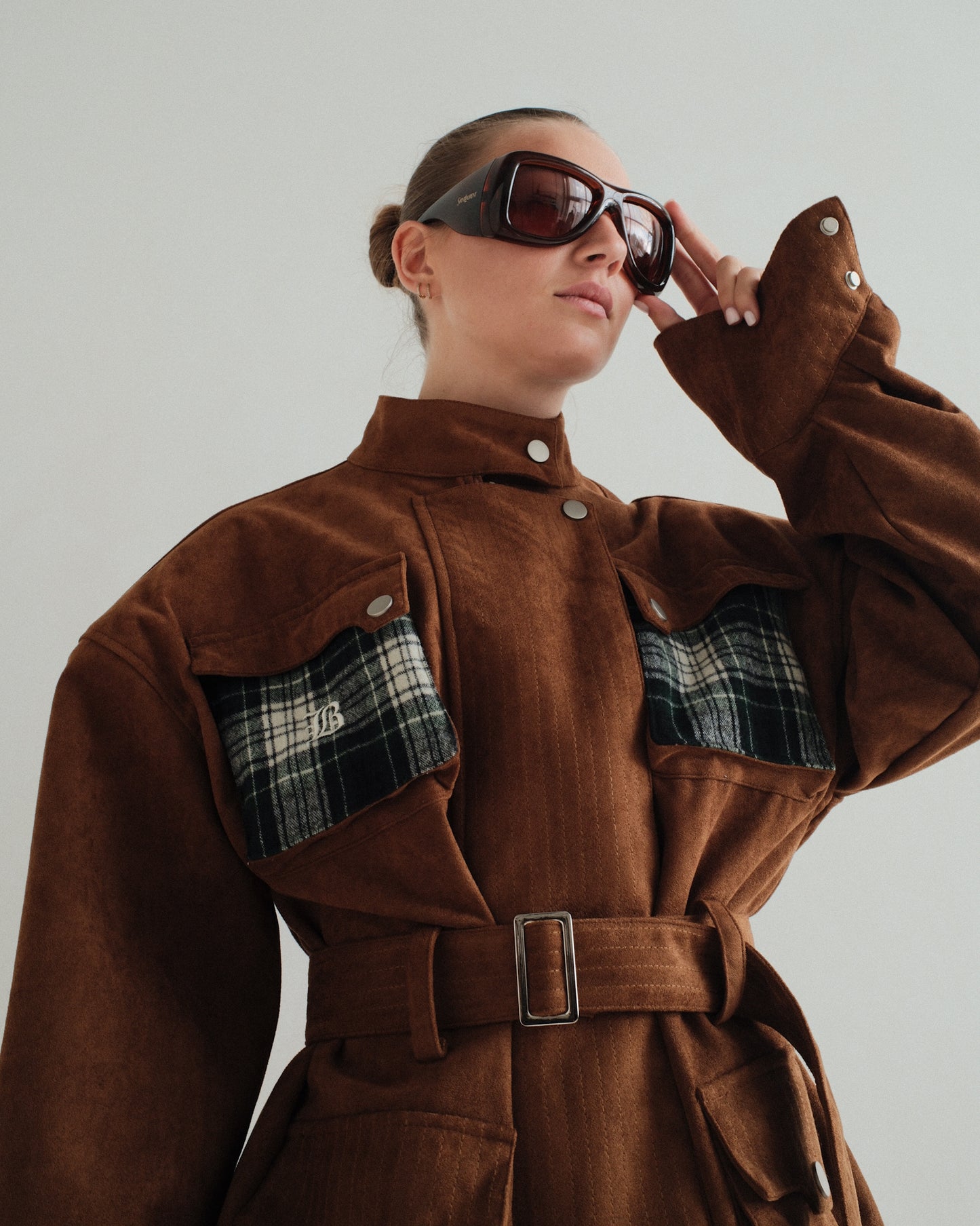 Green Check Suede Jacket (v)