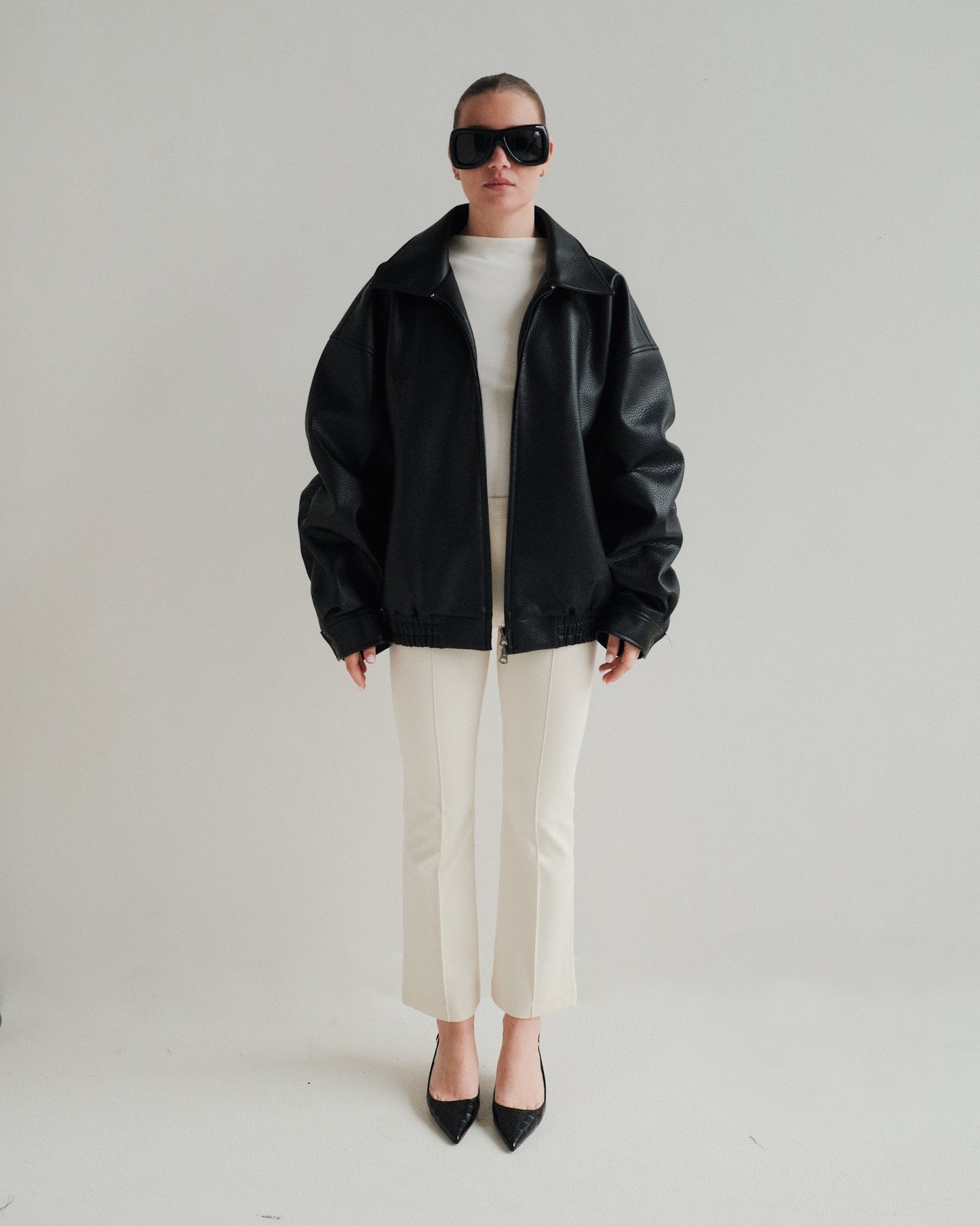 Faux Leather Bomber