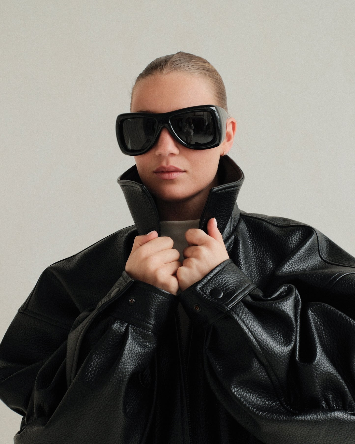 Faux Leather Bomber