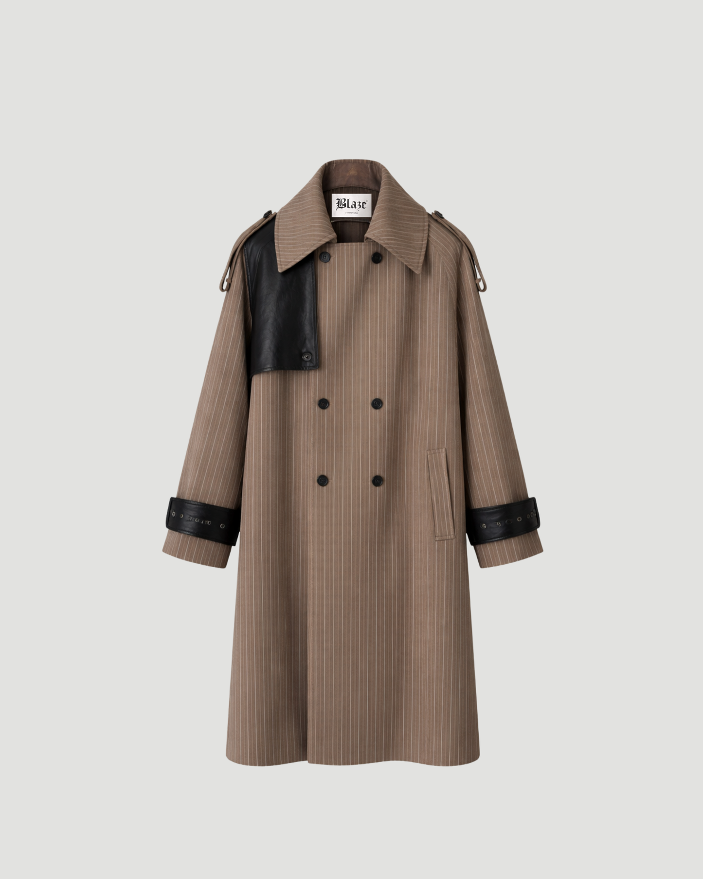 Leather Pinstripe Trenchcoat (v)