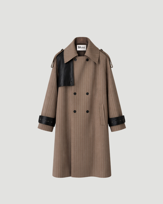 Leather Pinstripe Trenchcoat (v)