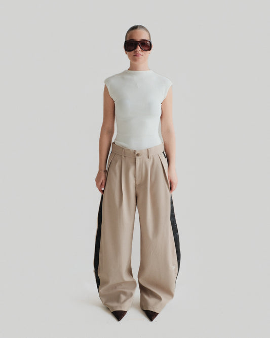 Beige Leather Trouser (v)