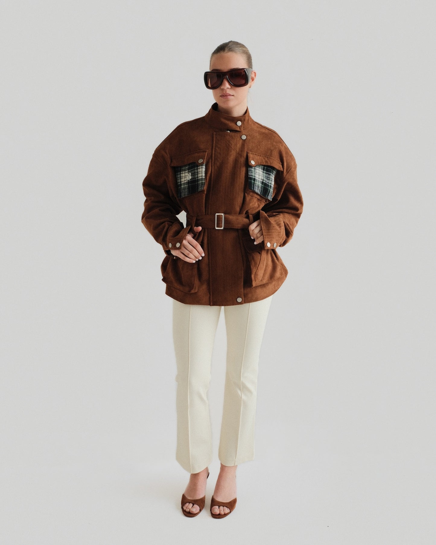 Green Check Suede Jacket (v)