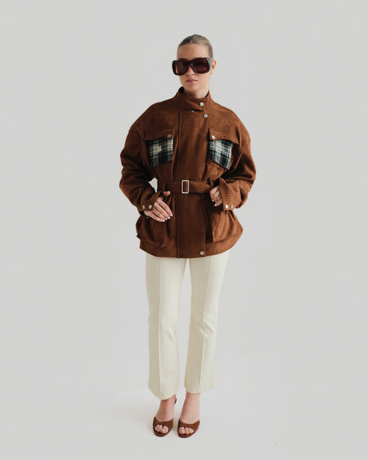 Green Check Suede Jacket (v)