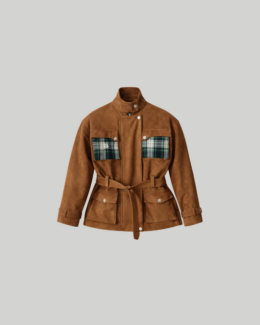 Green Check Suede Jacket (v)