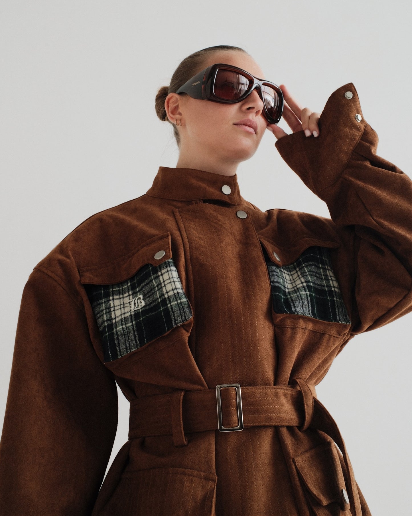 Green Check Suede Jacket (v)