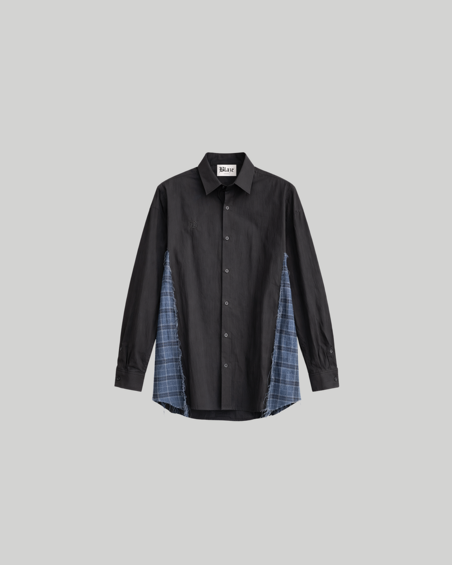 Blue Check Black Shirt