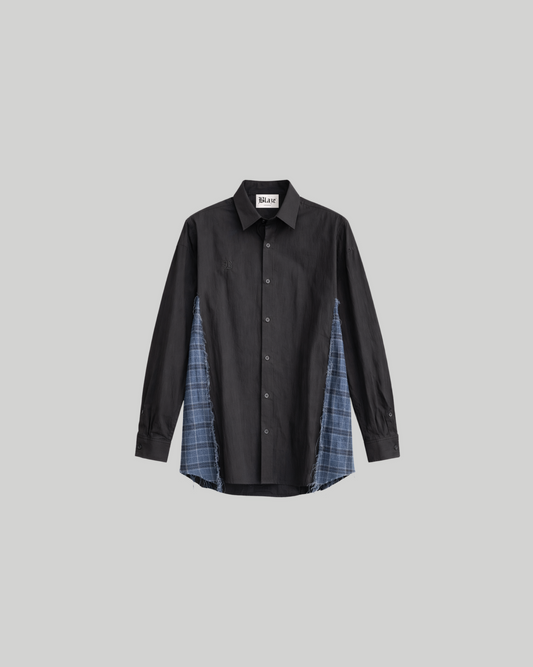 Blue Check Black Shirt