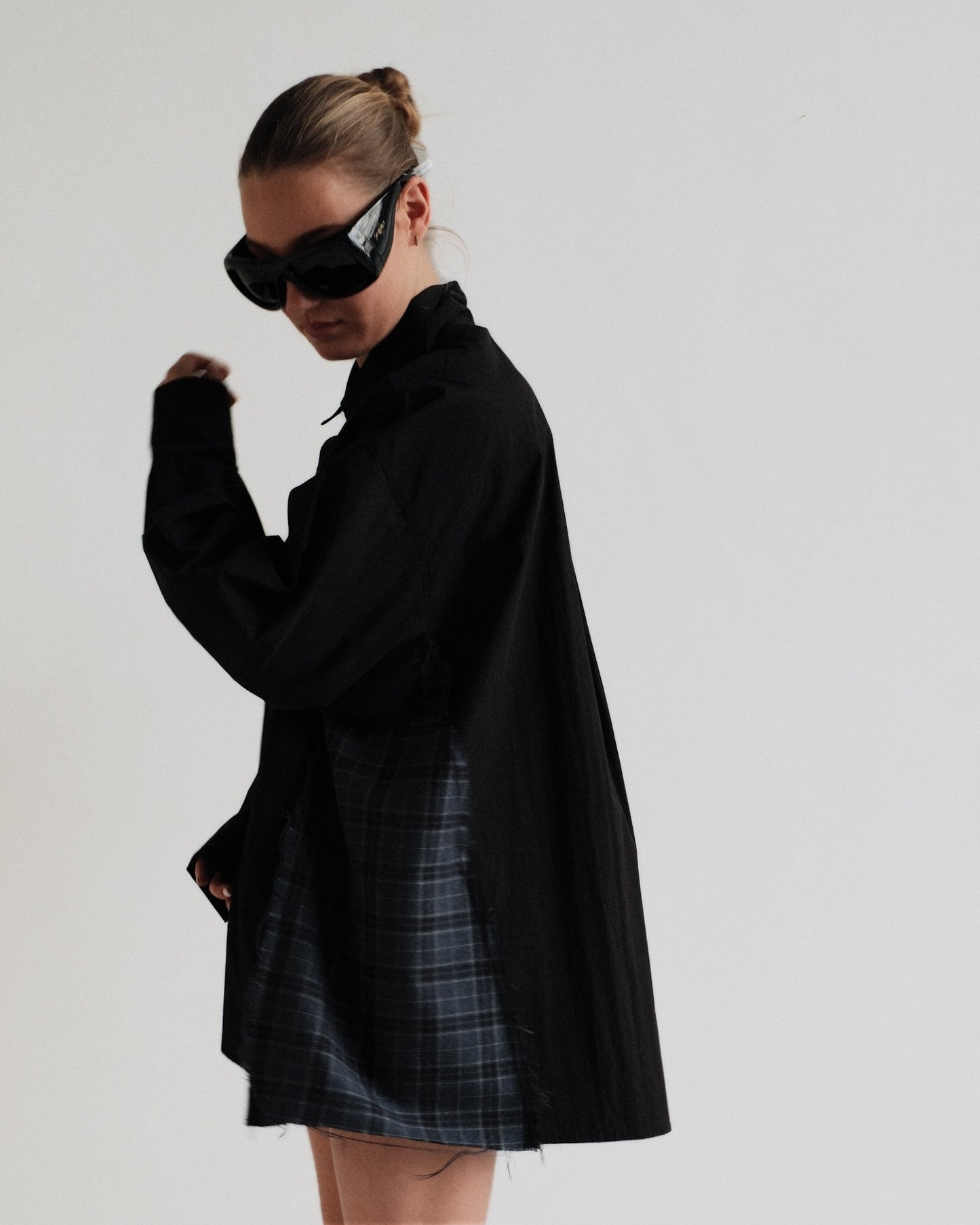 Blue Check Black Shirt
