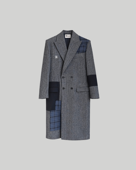 Blue Check Wool Coat