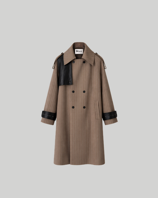 Leather Pinstripe Trenchcoat (v)