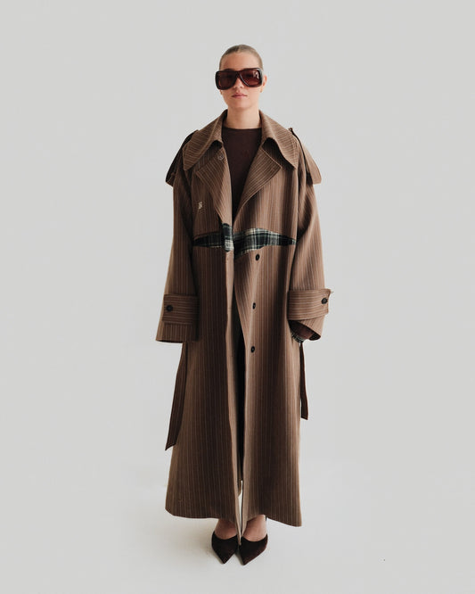 Green Check Trenchcoat