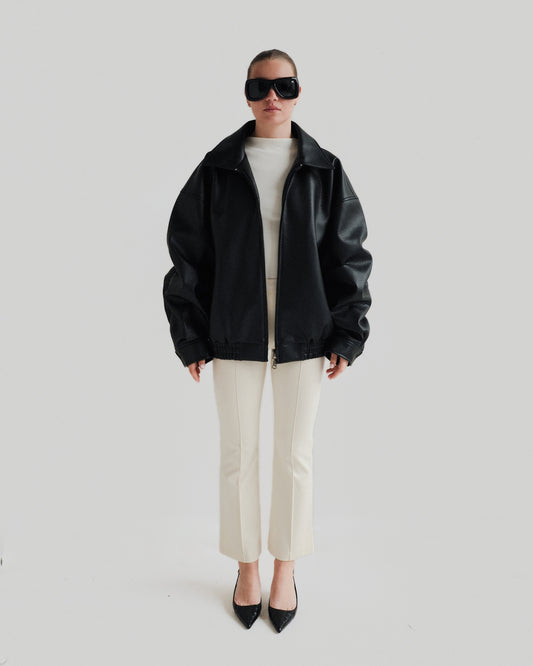 Faux Leather Bomber