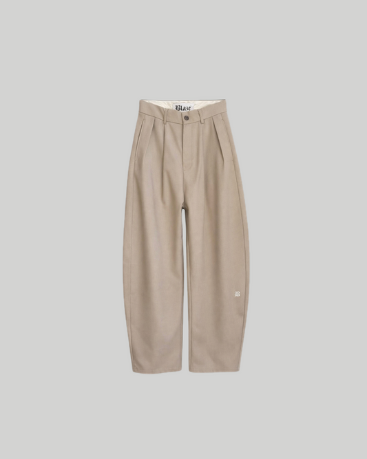 Beige Pleated Trouser
